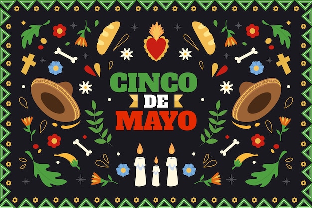 Vettore sfondo piatto cinco de mayo