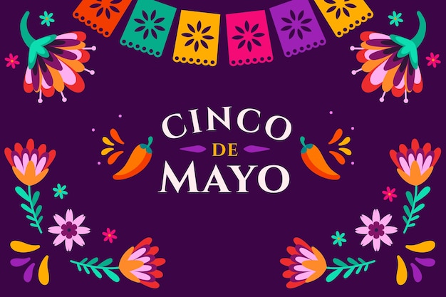 Vettore piatto cinco de mayo sfondo