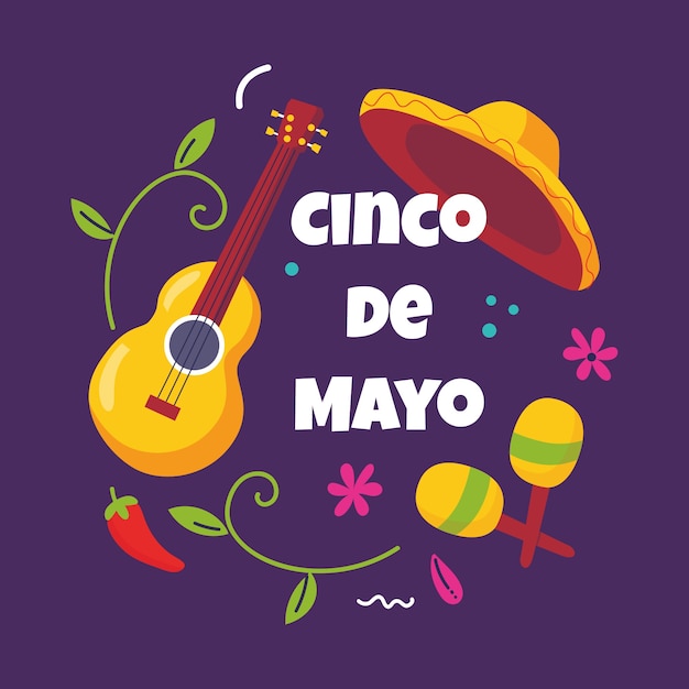 Vector flat cinco de mayo background