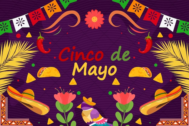 평면 Cinco De Mayo 축하 축제 배경