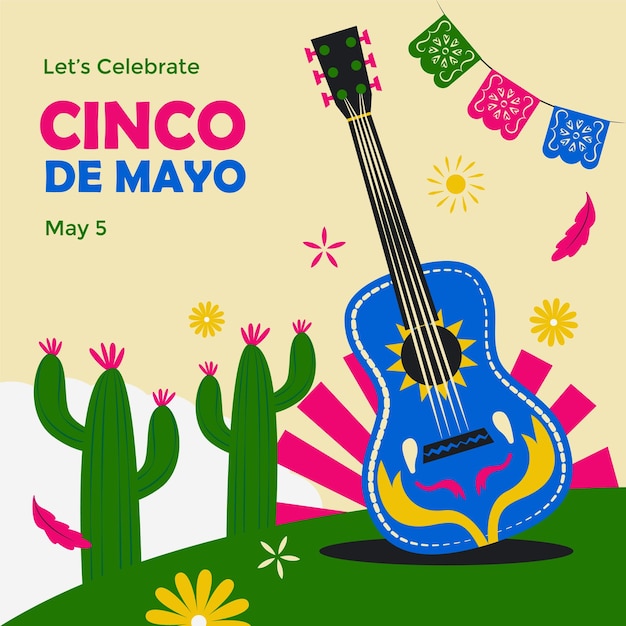 ベクトル インスタグラムでcinco de mayo (五月五日) を祝うポストのコレクション