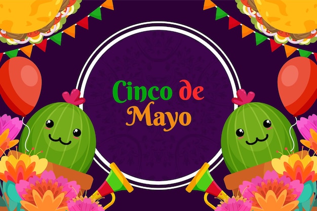 입자 요소와 평면 Cinco De Mayo 축제 배경 축하