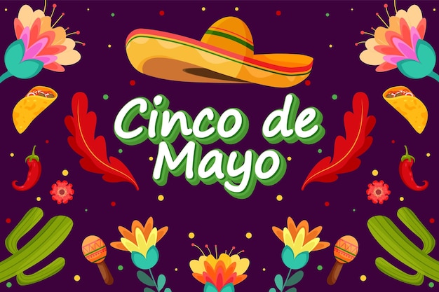 평면 Cinco De Mayo 휴일 축하 축제 배경