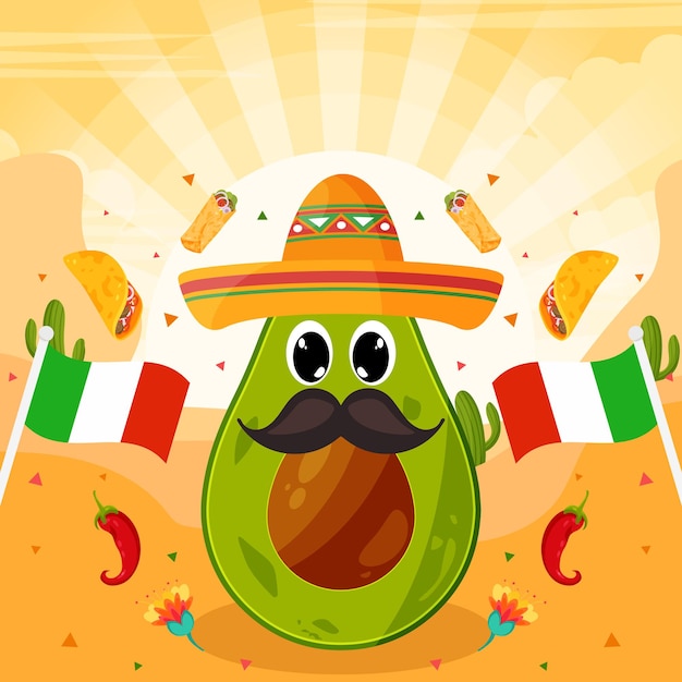 Flat Cinco De Mayo holiday with particle element background