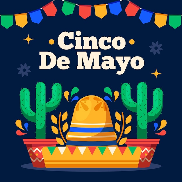 Illustrazione piana di cinco de mayo