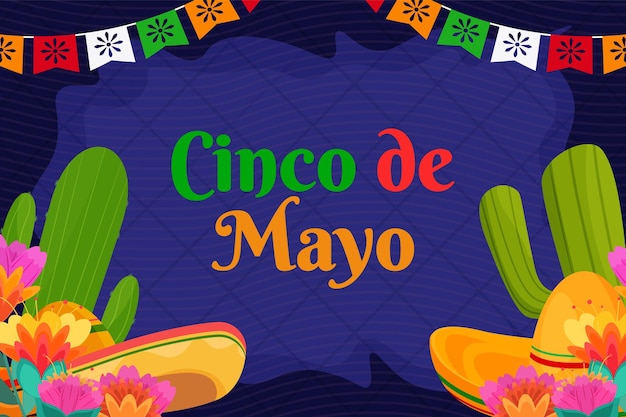 Flat Cinco De Mayo Mexicaanse festival achtergrond