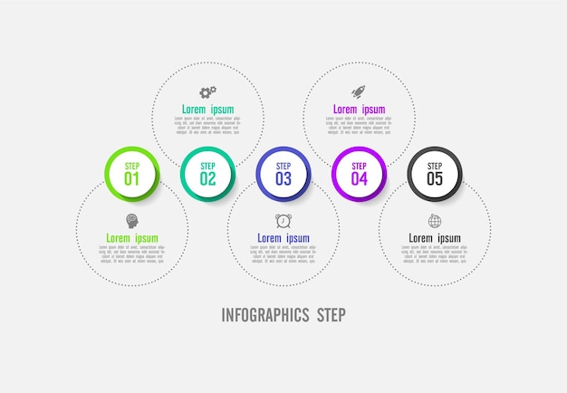 Flat circular diagram infographic business template elements