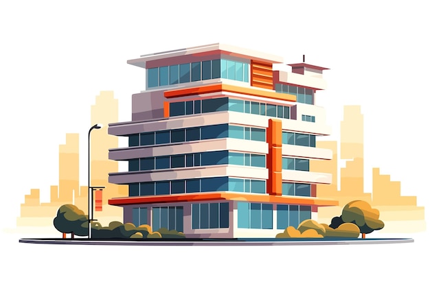 Flat City Buildings flat vector art illustration