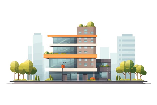 Flat city buildings flat vector art illustration