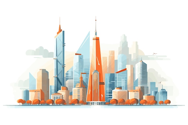 Vector flat city buildings flat vector art illustration