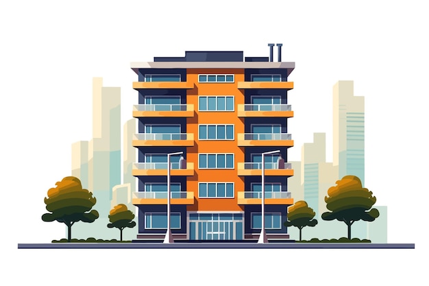 Vector flat city buildings flat vector art illustration