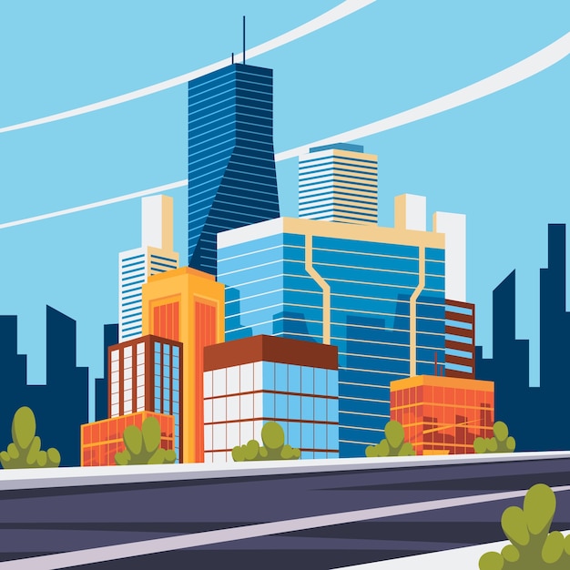 Vector flat city illustration