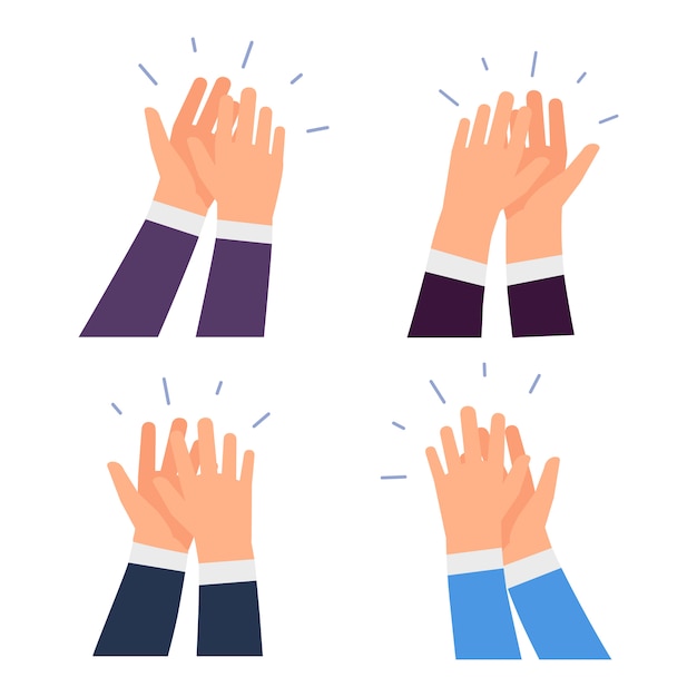 Flat clapping hands set