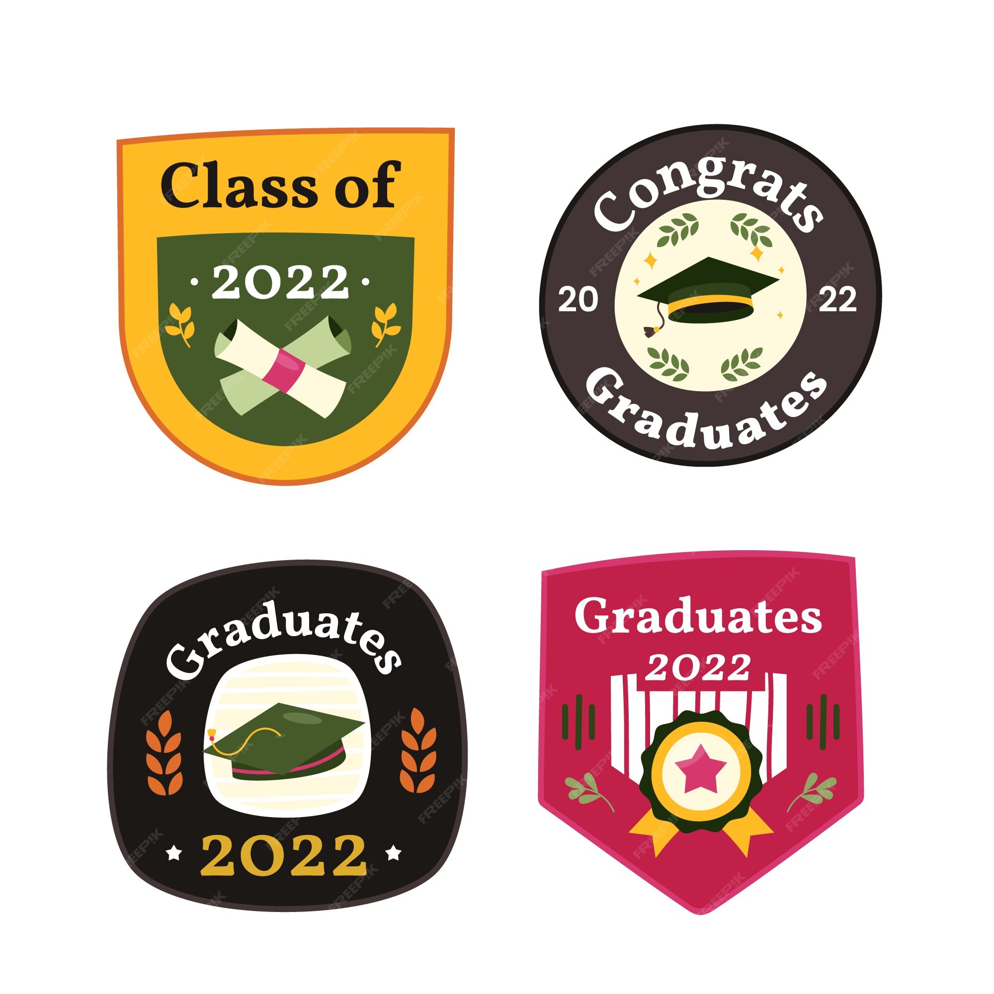 Premium Vector | Flat class of 2022 badges collection