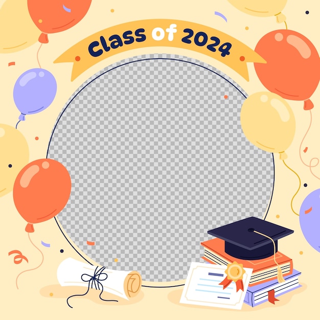 Vector flat class of 2024 frame template