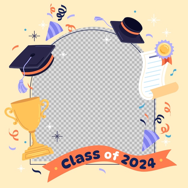 Vector flat class of 2024 frame template