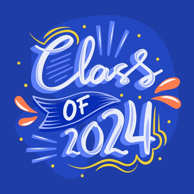 Premium Vector Flat class of 2024 lettering template