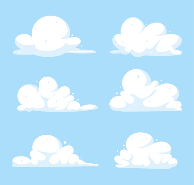フラットな雲のイラスト集 かわいい漫画の雲セット