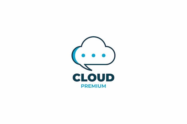 Flat cloud with speech bubble logo design