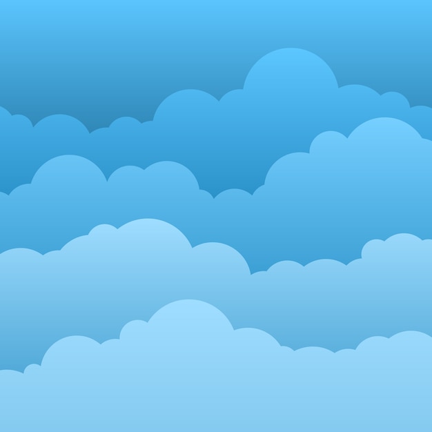 Flat Clouds. Blue sky with paper cartoon clouds.