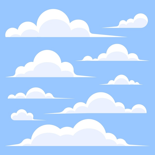 Vector flat clouds collection