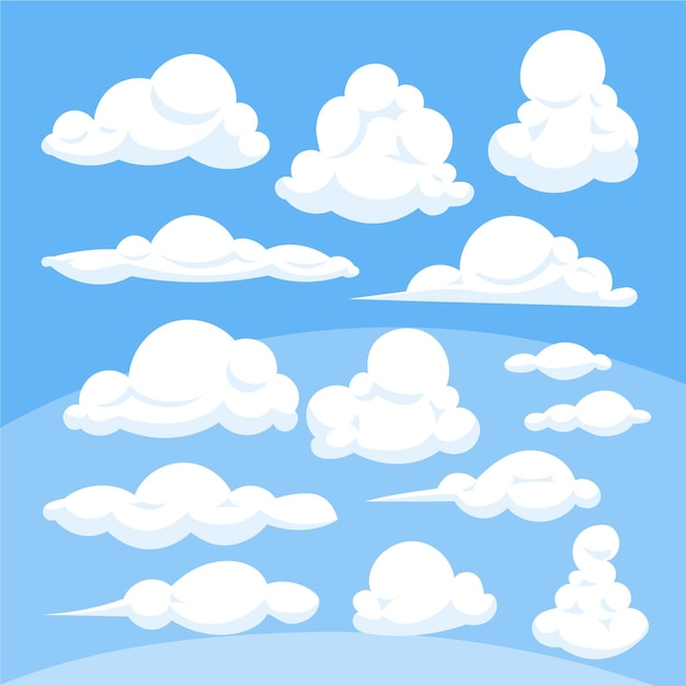 Vettore collezione di nuvole piatte
