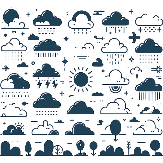 Vector flat clouds set vector stock collection