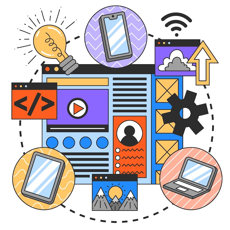 Vector flat cms concept illustration