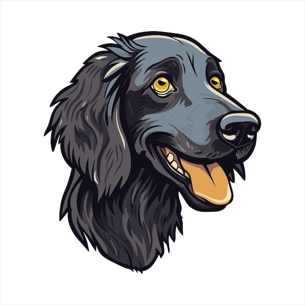 Flat Coated Retriever Dog Breed Cartoon Kawaii Character Animal Pet Isolated Sticker Illustration