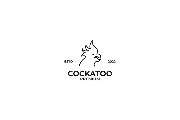 Illustrazione del modello vettoriale del design del logo della testa del cacatua piatto