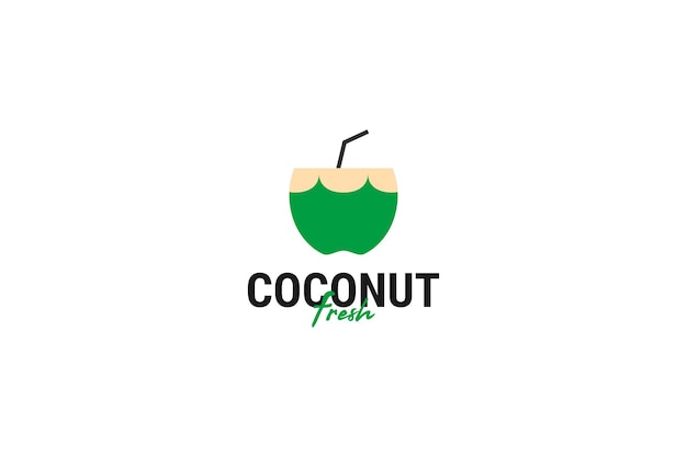 Flat coconut icon logo design vector template illustration