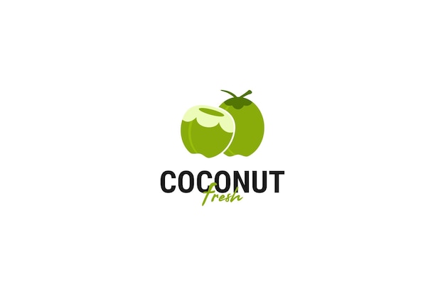 Flat coconut icon logo design vector template illustration