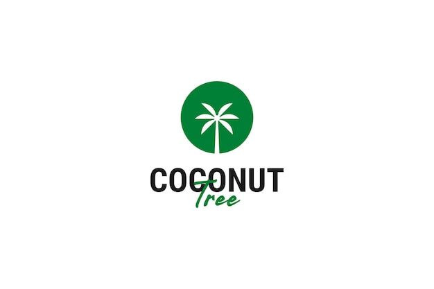 Иллюстрация векторного шаблона логотипа плоской кокосовой пальмы