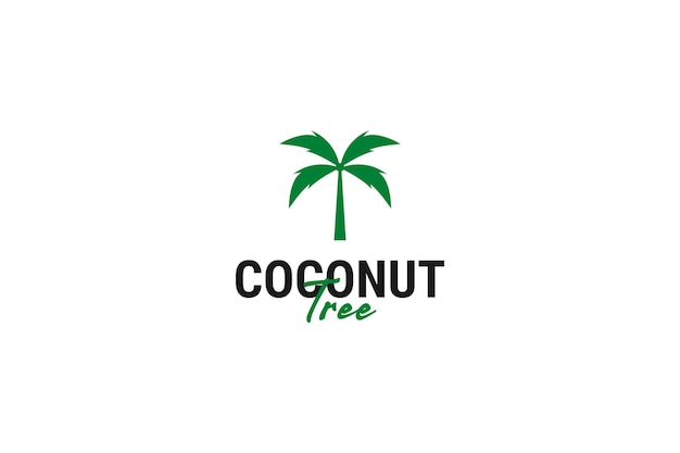 Flat coconut tree logo design vector template illustration