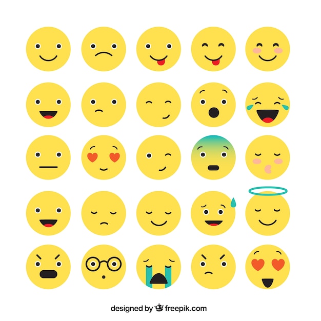 Vector flat collectie van grote emoticons