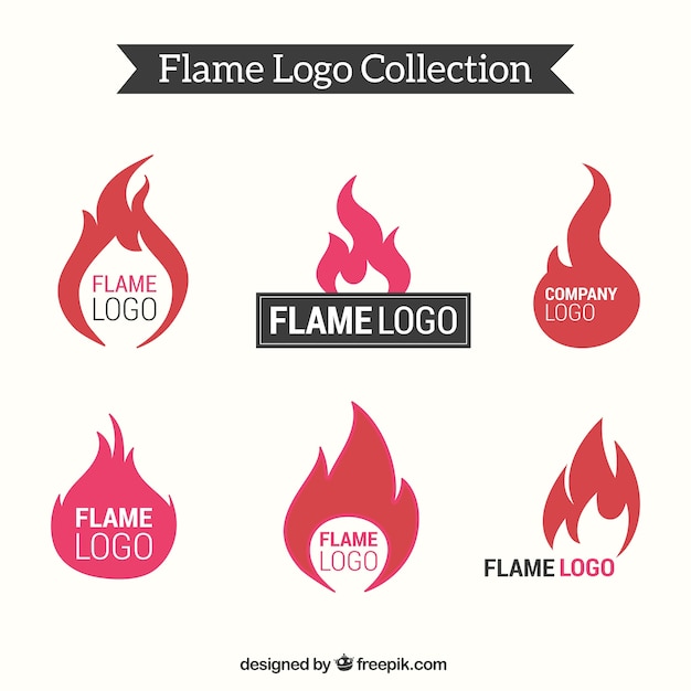 Flat collection of flame logos