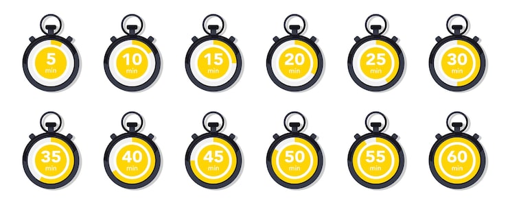 Vector flat collection with stopwatch. timer icon set. clock vector icons. countdown minutes. collection of time, clock, watch, timer. time management. sport clock, vector design element