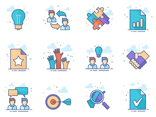 Vector flat color icons management