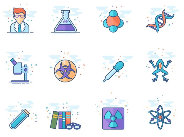 Vector flat color icons science