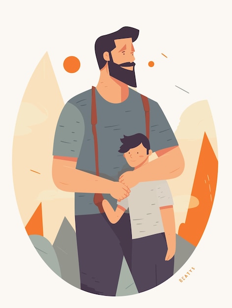 Vector flat color illustration for father's day