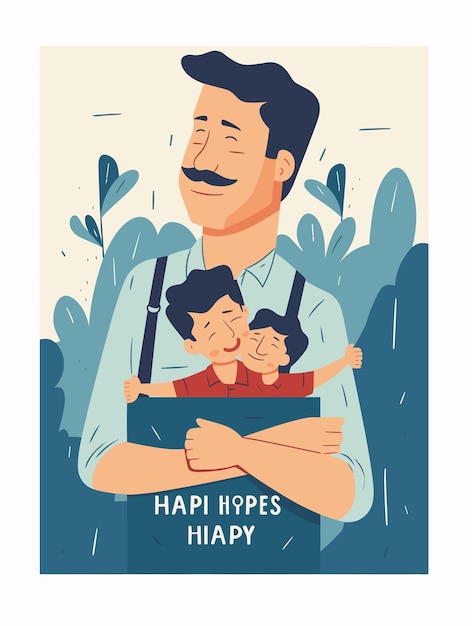 Vector flat color illustration for father's day