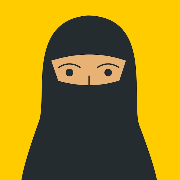 Flat color muslim women portrait Young girl Arab ethnicity face avatar