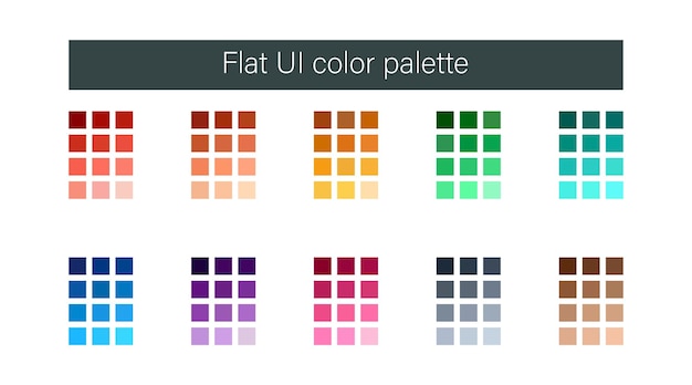 Flat color palette set vector illustration colour spectrum on white background