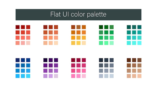 Flat color palette set Vector illustration Colour spectrum on white background