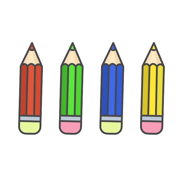 Vector flat color pencil icons