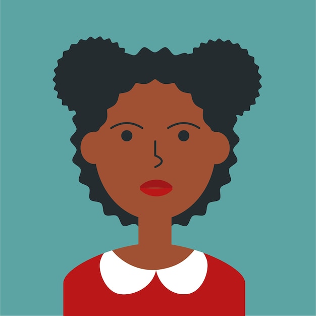 Flat color women portrait Young girl African ethnicity face avatar Characters for web video game