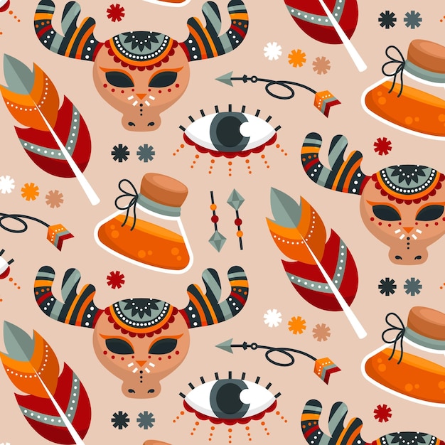 Vector flat colorful boho pattern