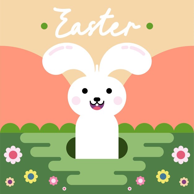 Vector flat colorful easter background illustration