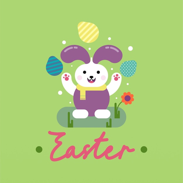 Vector flat colorful easter background illustration