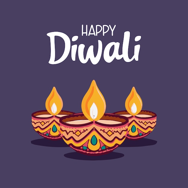 Flat Colorful Happy Diwali Vector